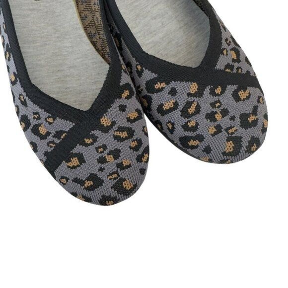Clarks Womens Knit Leopard Print Ballet Flats Size 8.5W Black/Gray Slip-On Shoes - Picture 10 of 12